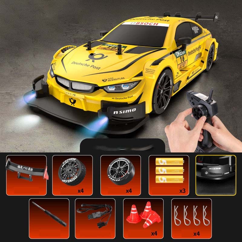 Athena Story 玩具 Yellow BMW / Single Power [15-minute battery life] 1:16 Professional 4WD Drift Racing